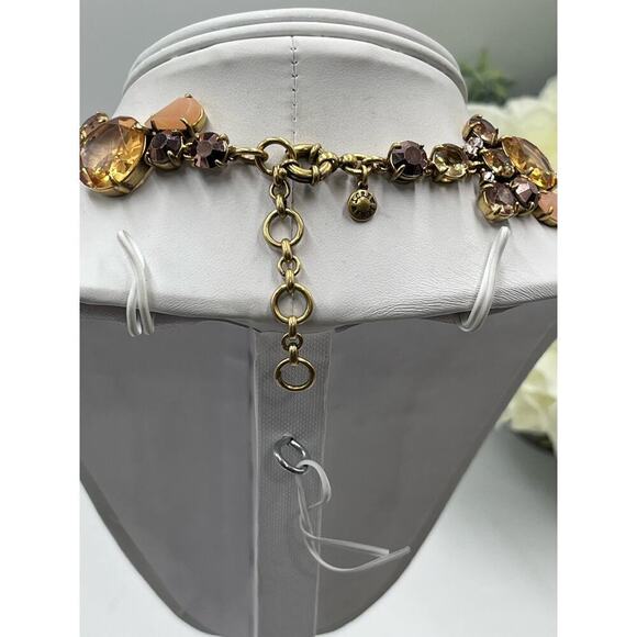 J. Crew Asymmetrical Statement Crystal Necklace Metallic Pink MultiColor - Picture 11 of 16